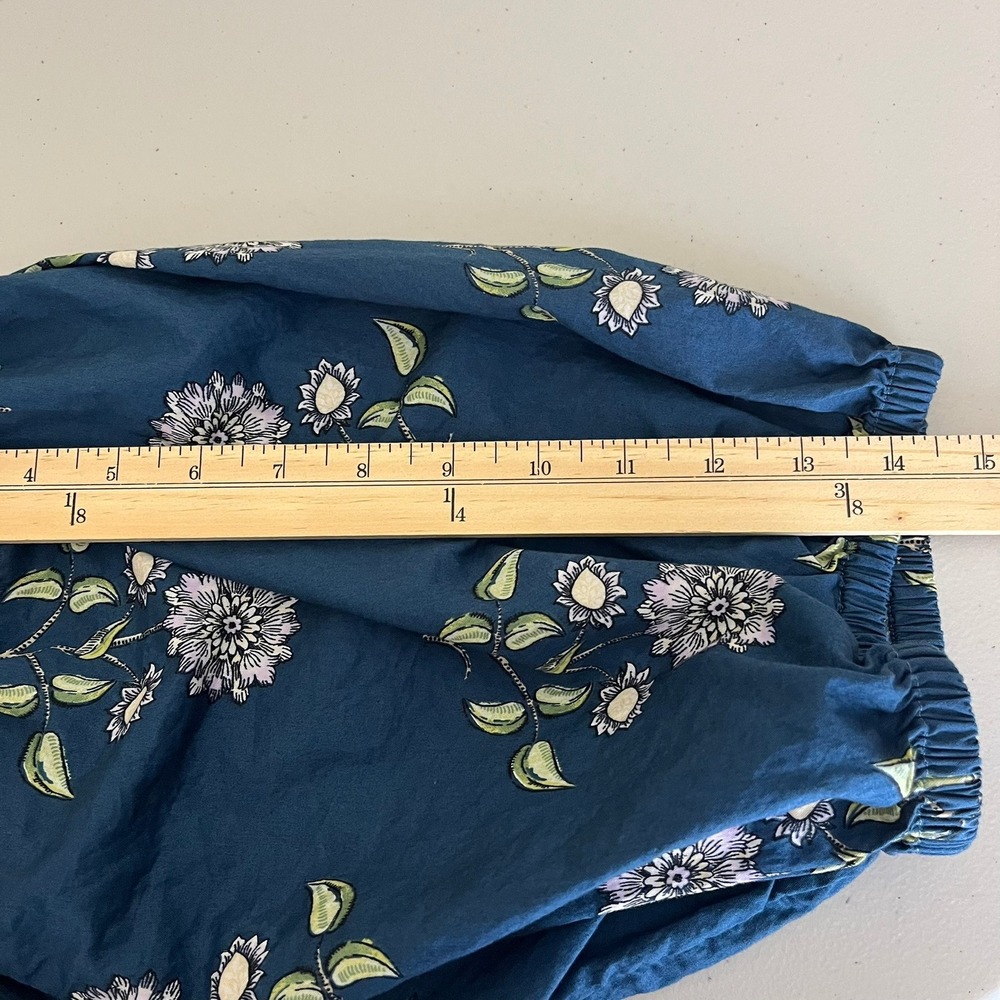 Old Navy Womens 2X Teal Blue Floral Off The Shoulder Puff Sleeve Blouse Top - Picture 10 of 12